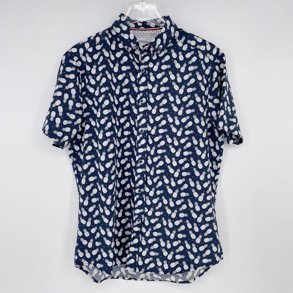 International Report 4 Way Stretch Shirt Men's Medium All Over Print Pineapple - Picture 1 of 7